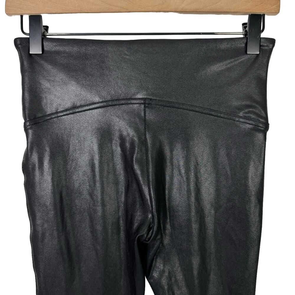 Spanx Classic Black Faux Leather High Waist Ankle Length Compression Leggings - Picture 5 of 8